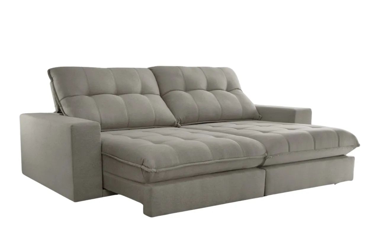 Sofá Retrátil e Reclinável Dublin 2,50 m Linho Prata tt543