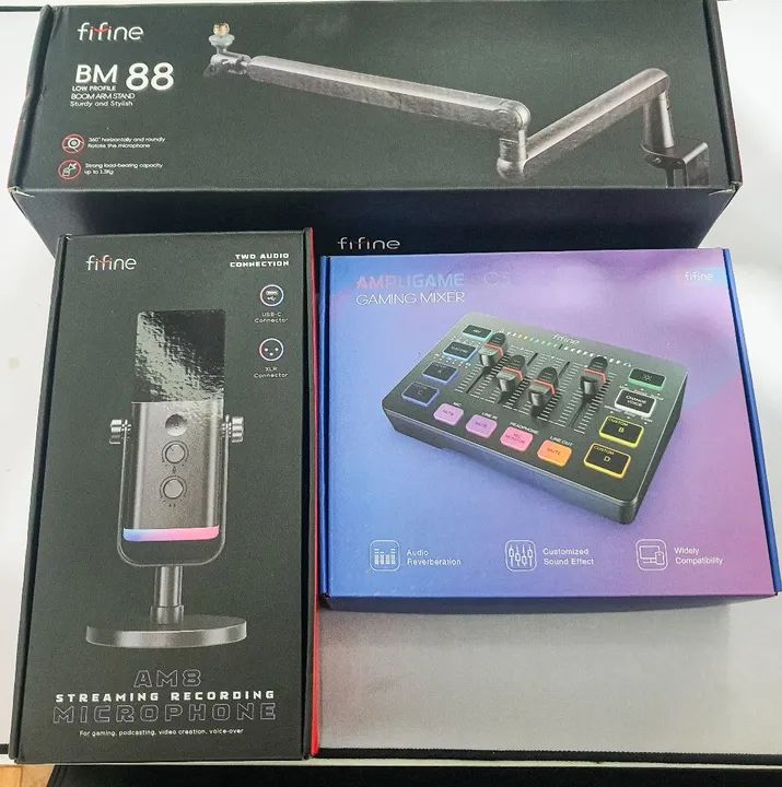 Microfone Fifine + Suporte Fifine (braço) + Mixer Fifine  - Foto 5