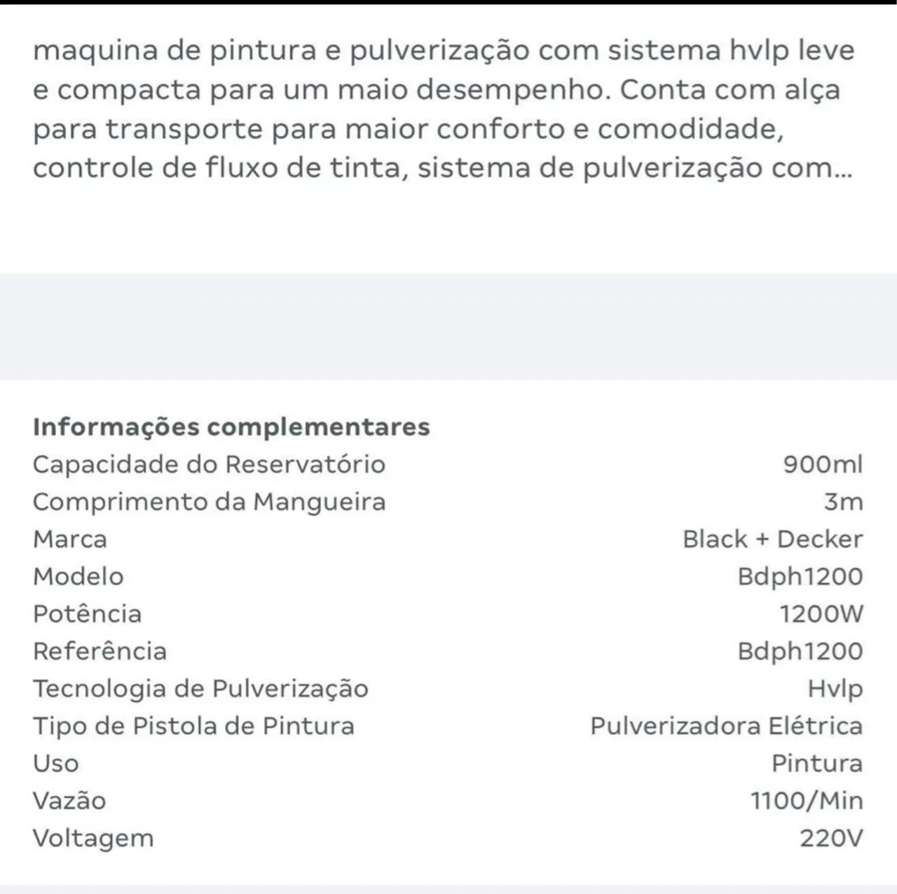 Pistola Aplicador de Pintura e Pulverizadora Elétrica 1200W 220v Bdph1200 - Black + Decker - Foto 5