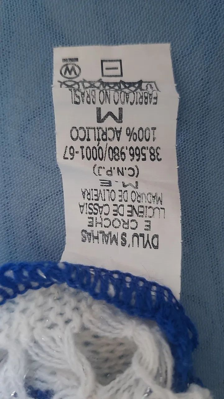 Blusa de crochê listrada azul e branca - Foto 5