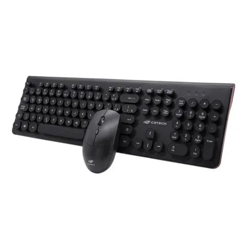 Kit Teclado e Mouse Sem Fio C3Tech K-W80BK 2.4GHZ 12M - WZetta