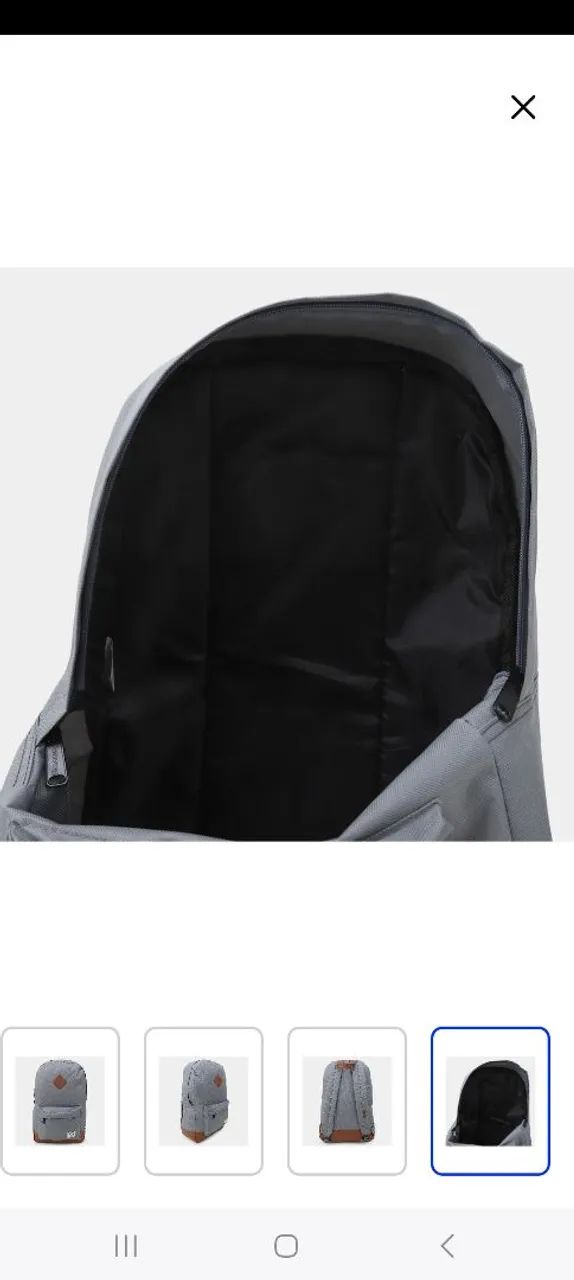 Mochila Cinza com Detalhes em Couro - Foto 4