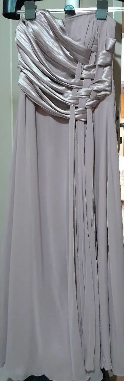 Vestido tomara que caia rosa cetim e voal Tam. P - Foto 4