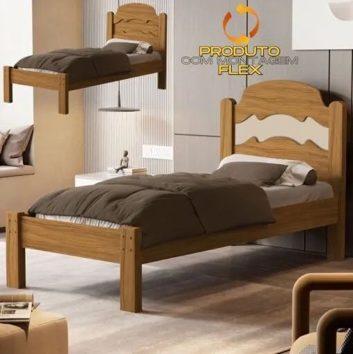 Receba em 24h, frete incluso! Cama Solteiro Íris 100% MDF - Foto 3