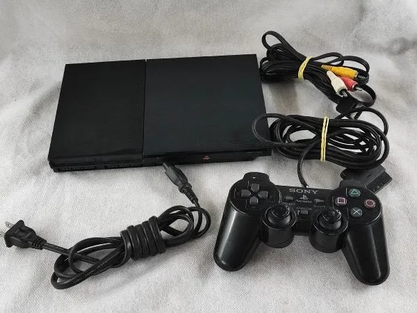 Ps2 Slim Controle jogo Memória Card Cabos Des.travado Chip Funcionando DVD