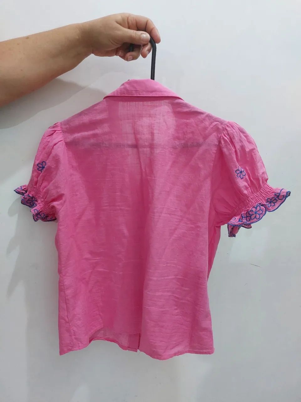 Blusa de manga rosa com renda chic top - Foto 2
