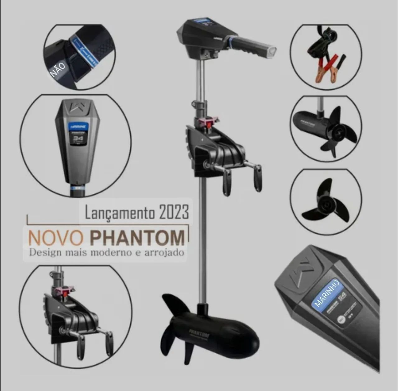 Motor Elétrico Barco Marine Sports Phantom 34lbs com Visor Digital