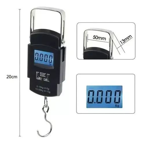 Balança Digital Mão Pesa Mala Bolsa Pesca Bagagem Até 50 Kg - Foto 5