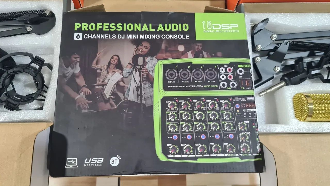 Kit Microfone Condensador + Mixer de Áudio 6 Canais  - Foto 5
