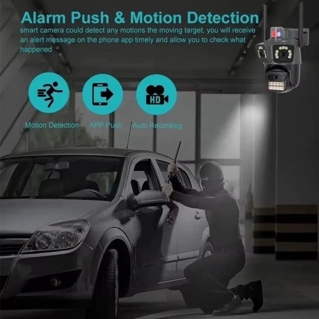 Camera de segurança prova dagua wifi lente tripla 3 em  1 filmadora 360 - Foto 4