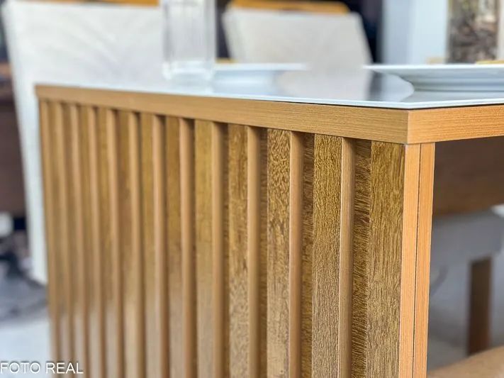 Mesa de Jantar 120x90 com Espelho 4 Cadeiras Linho Bege - Foto 2