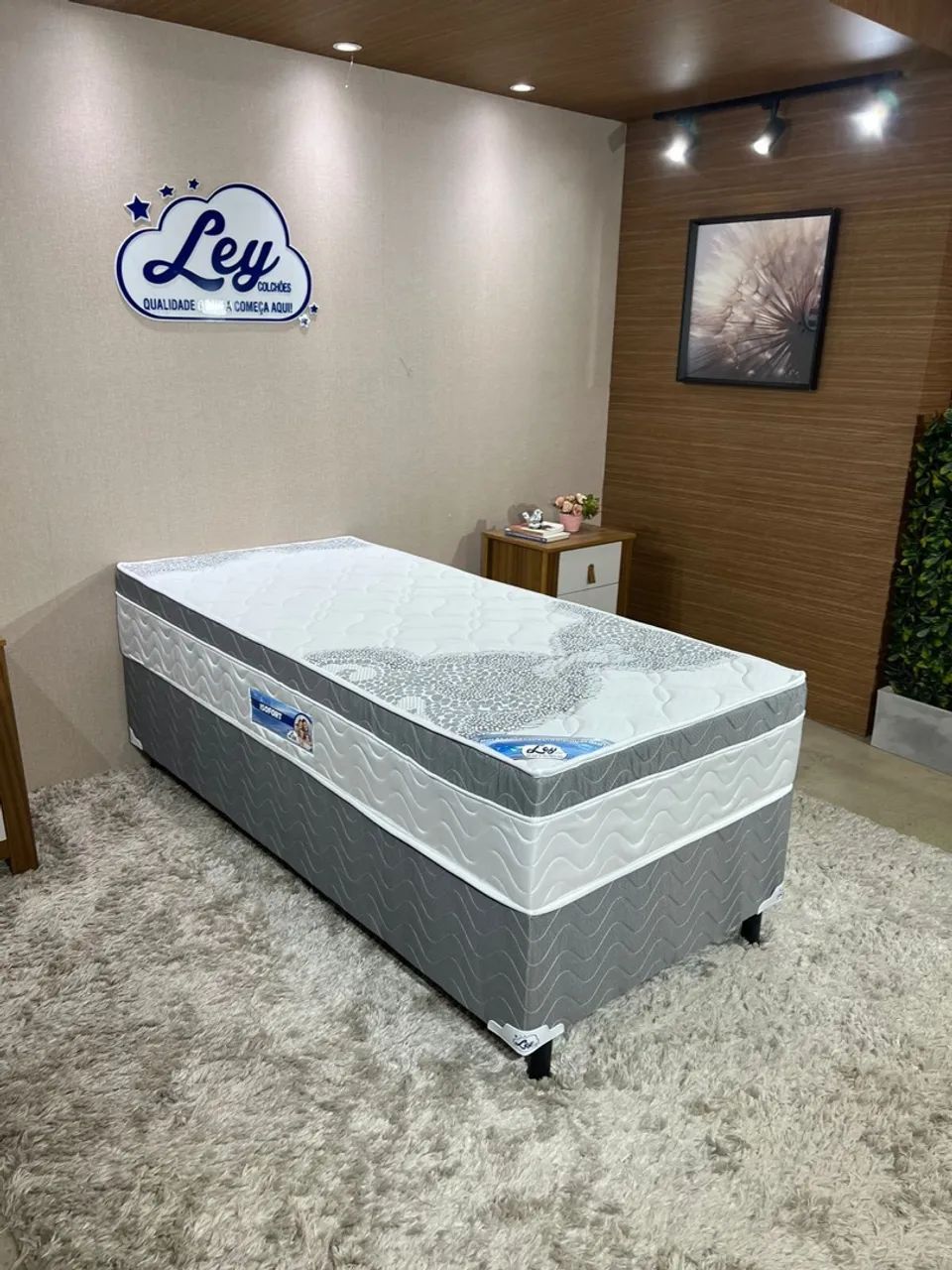 Cama box solteiro Isofort Soft Ley Colchões, Base + Colchão com molas ensacadas