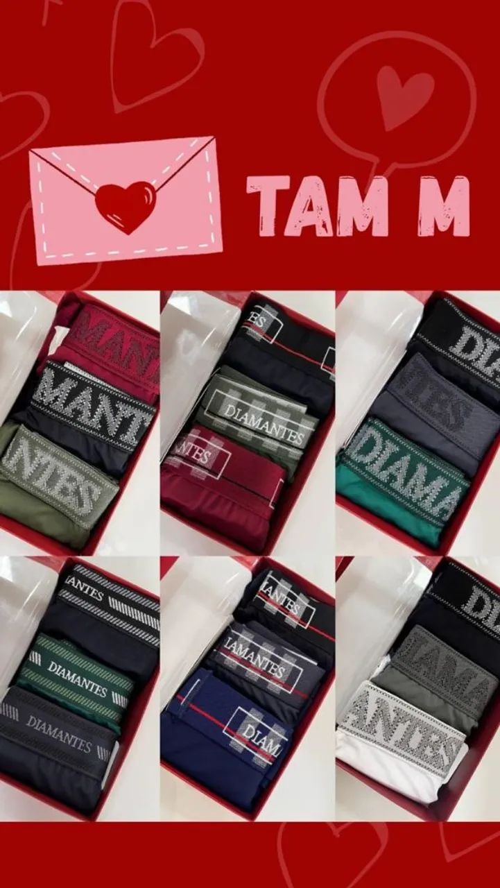 Kit Cuecas Diamantes - Tamanho M,G e GG - Foto 3
