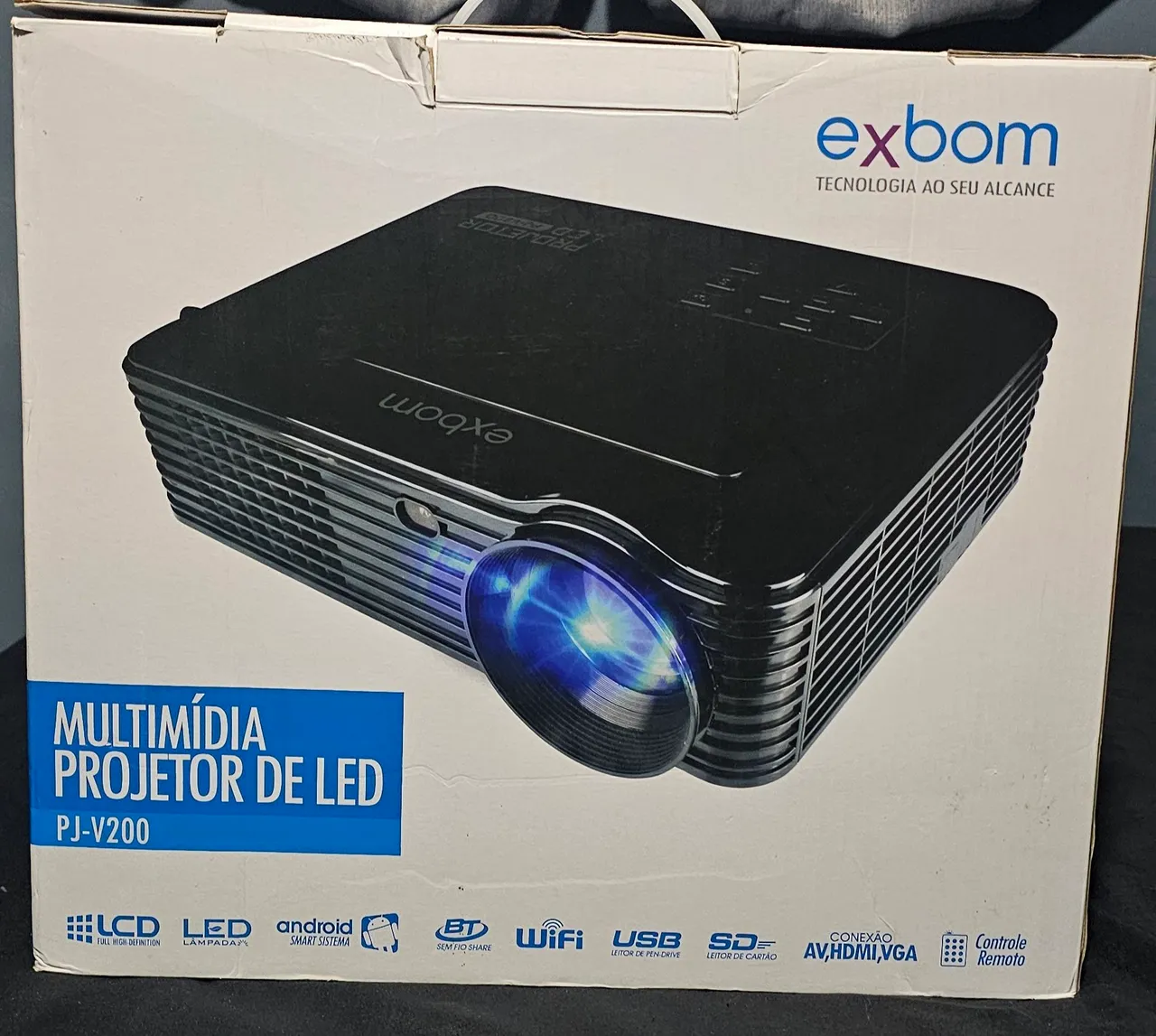 Projetor Datashow Exbom PJ-V200 c/ Android, Wi-Fi e Bluetooth