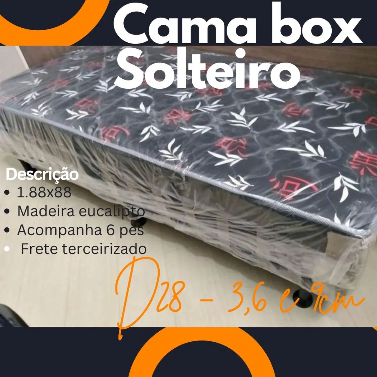 Cama Box Solteiro 1,88x88 - Madeira Eucalipto