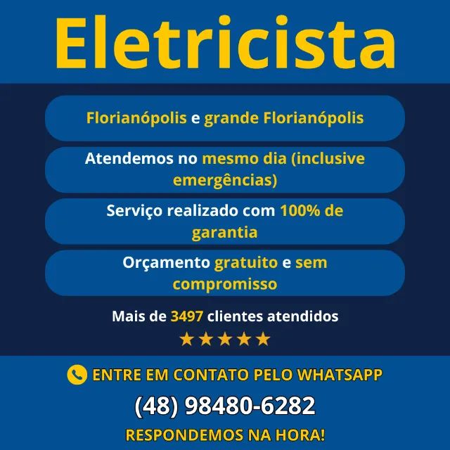 ELETRICISTA 24H | Instalação, Reparos, Emergência - Orçamento imediato pelo WhatsApp!!