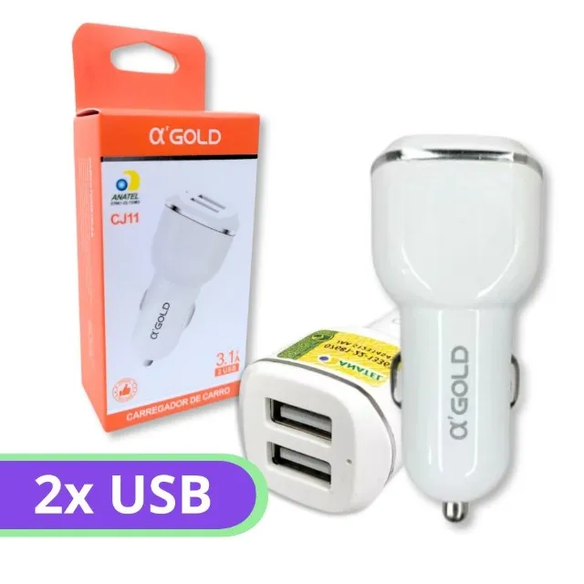 FONTE VEICULAR A'GOLD 2 ENTRADAS USB 3.1A