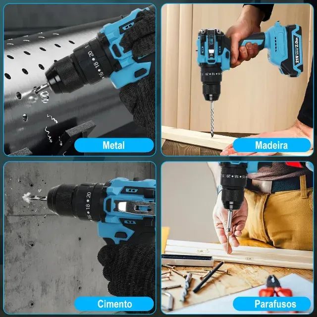 Parafusadeira E Furadeira Impacto 3 Em1 10mm C/maleta Dobevi - Azul - 60hz - Foto 2