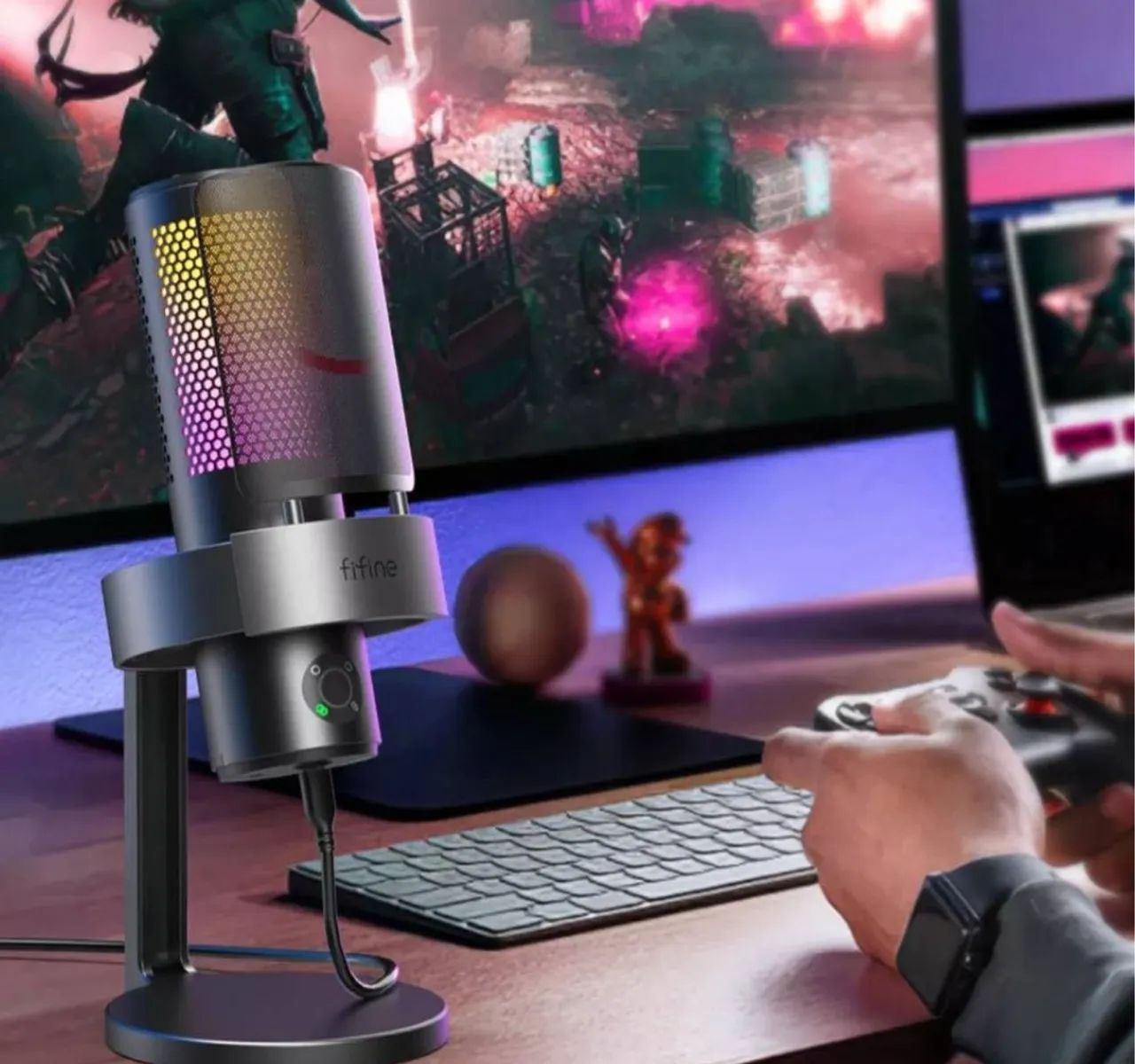 Microfone Fifine A9 RGB Gamer - Novo e Original - Foto 3