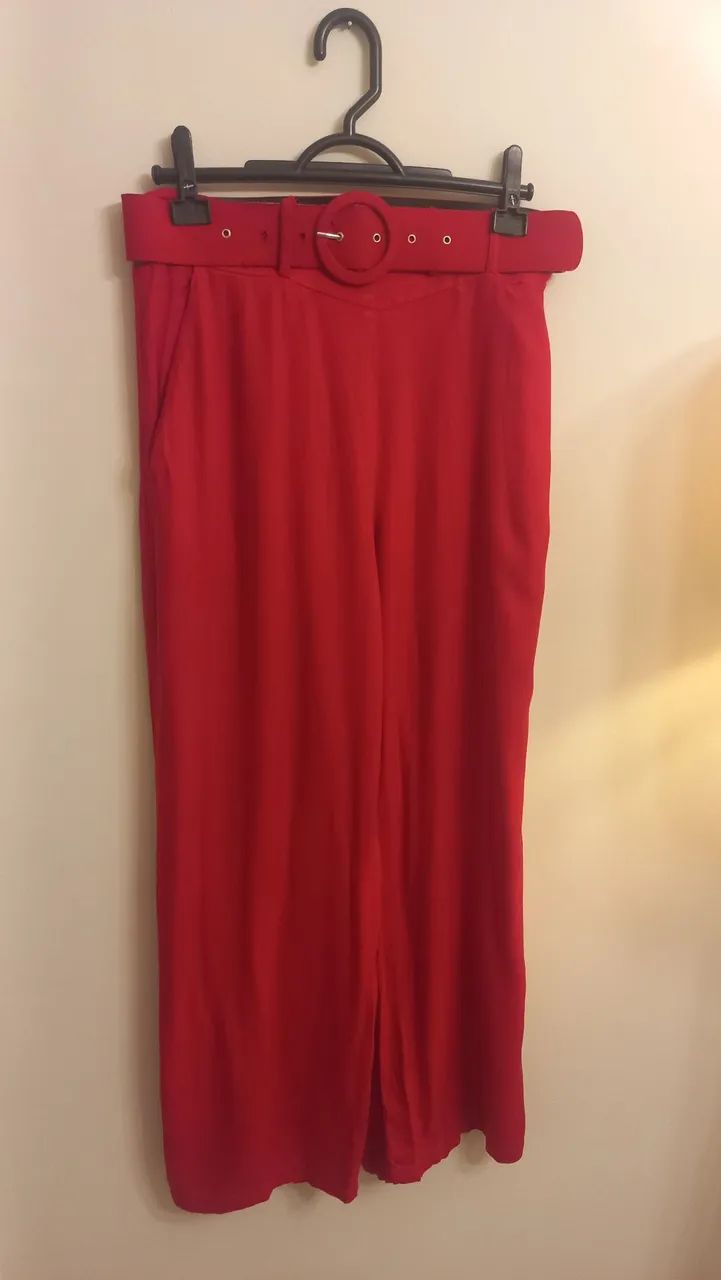 Pantalona vermelho queimado c/ cinto - Foto 2