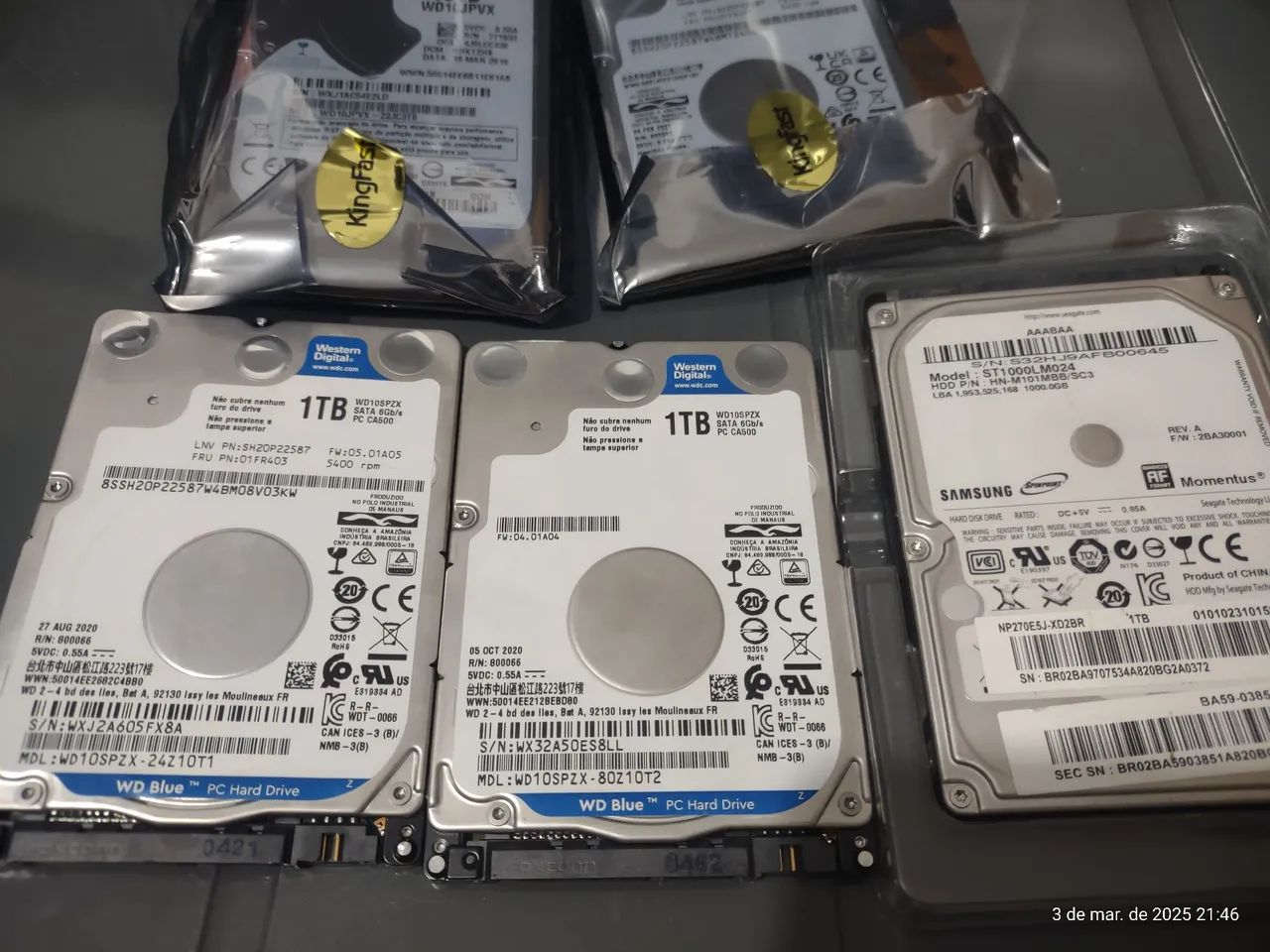 HDs 1TB - WD Blue - Novo - Seminovo
