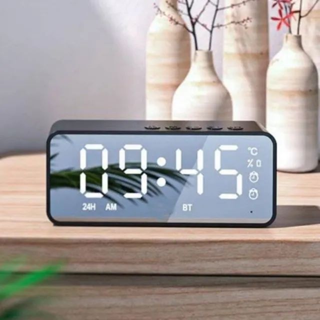 Caixa de Som Bluetooth Com Relógio Alarme Rádio Fm e Entrada SD - Foto 4