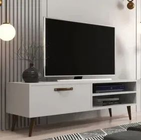 Rack Bancada para TV de ATÉ 55" Polegadas 1 Porta e 1 Prateleira  (ENTREGAS EM ATÉ 24h)