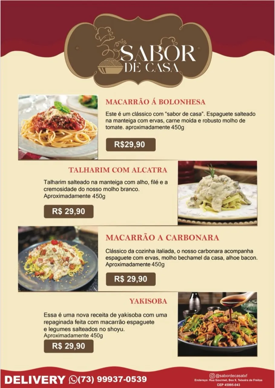 Sua massa no Sabor de Casa. Peça pelo ifood.