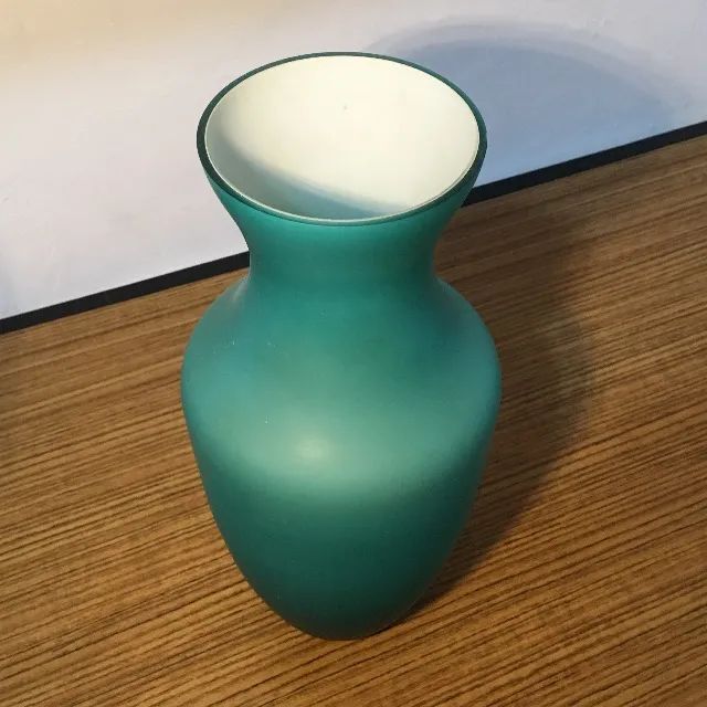 Vaso de vidro fosco/jateado, verde-azulado (turquesa). - Foto 4