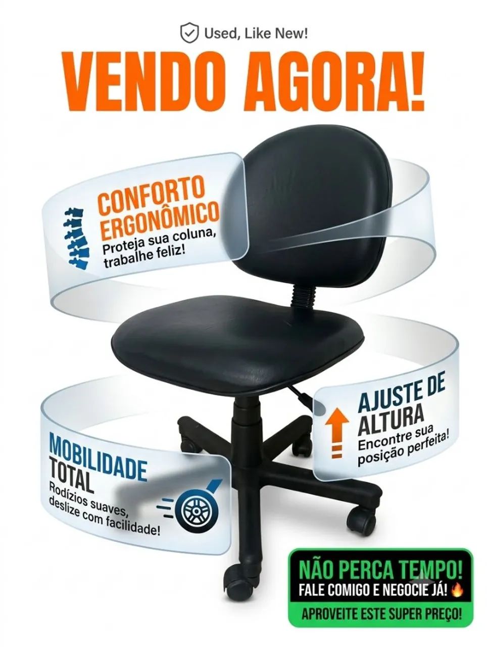 Cadeira Giratória + ajuste de altura.