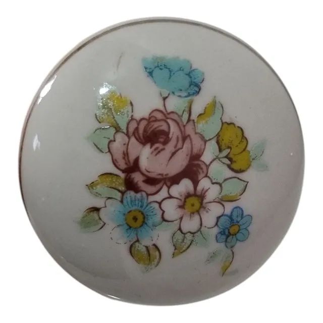 Antiga Maçaneta Demolição Rosa Fio Dourado Borda Vintage - Foto 3
