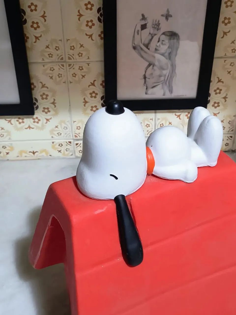 lindo abajur do snoopy colecionador funko pop casinha decoração luz lâmpada led vermelho - Foto 3