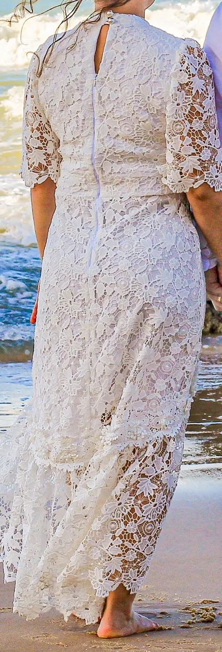 Vestido de renda Guipir branco TAM 38 - Foto 2