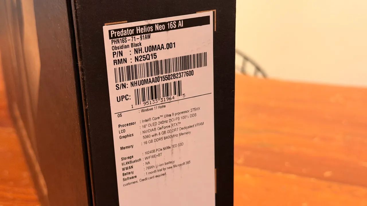 Acer Predator Helios Neo 16s oled ai rtx5060 1tb - Foto 3