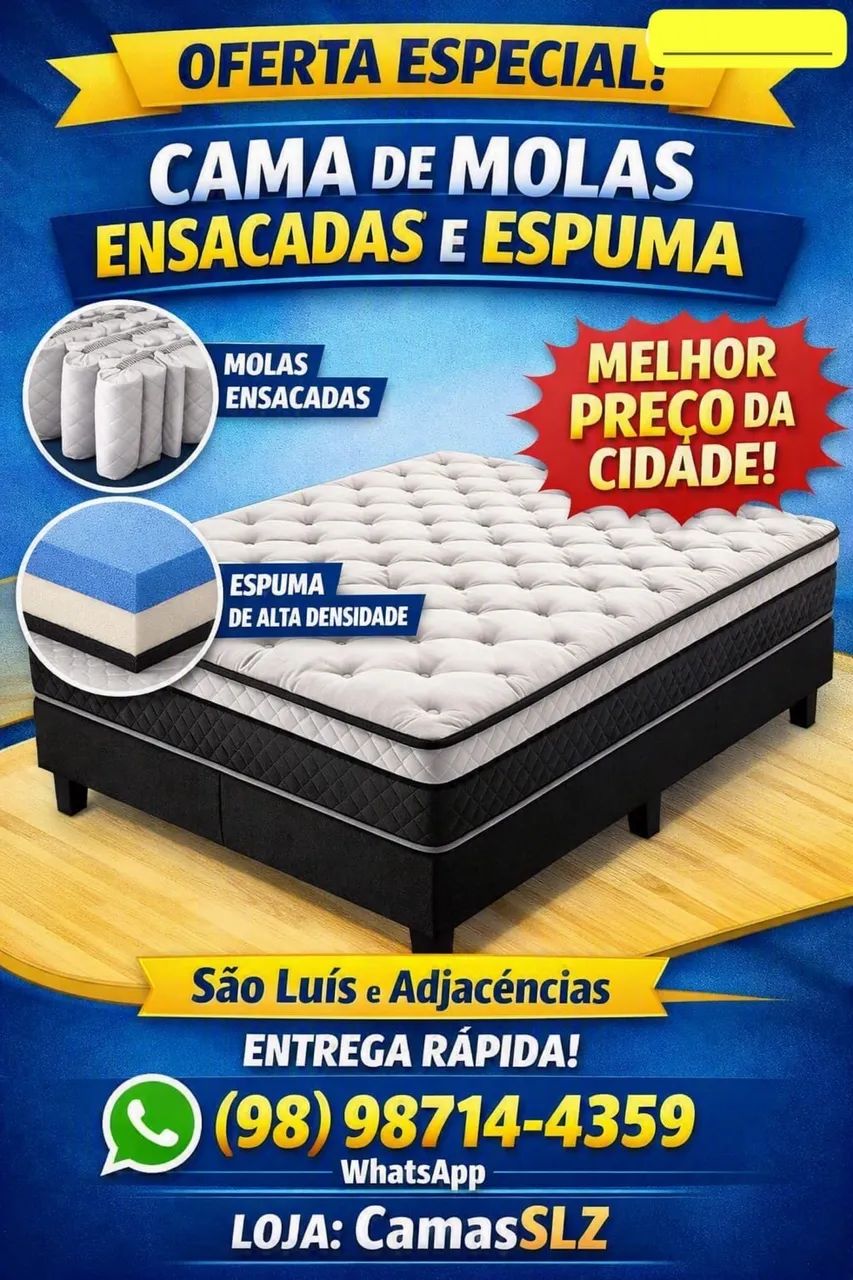 Cama de Casal - Molas Ensacadas e Espuma