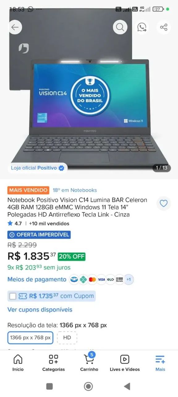 Notebook Positivo 
