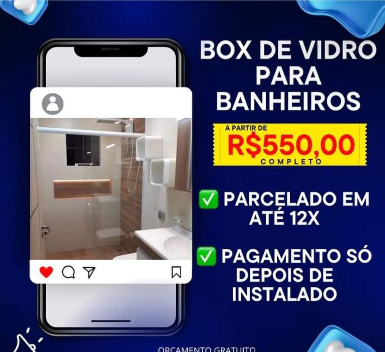 Box vidro incolor completo e instalado partir de 550