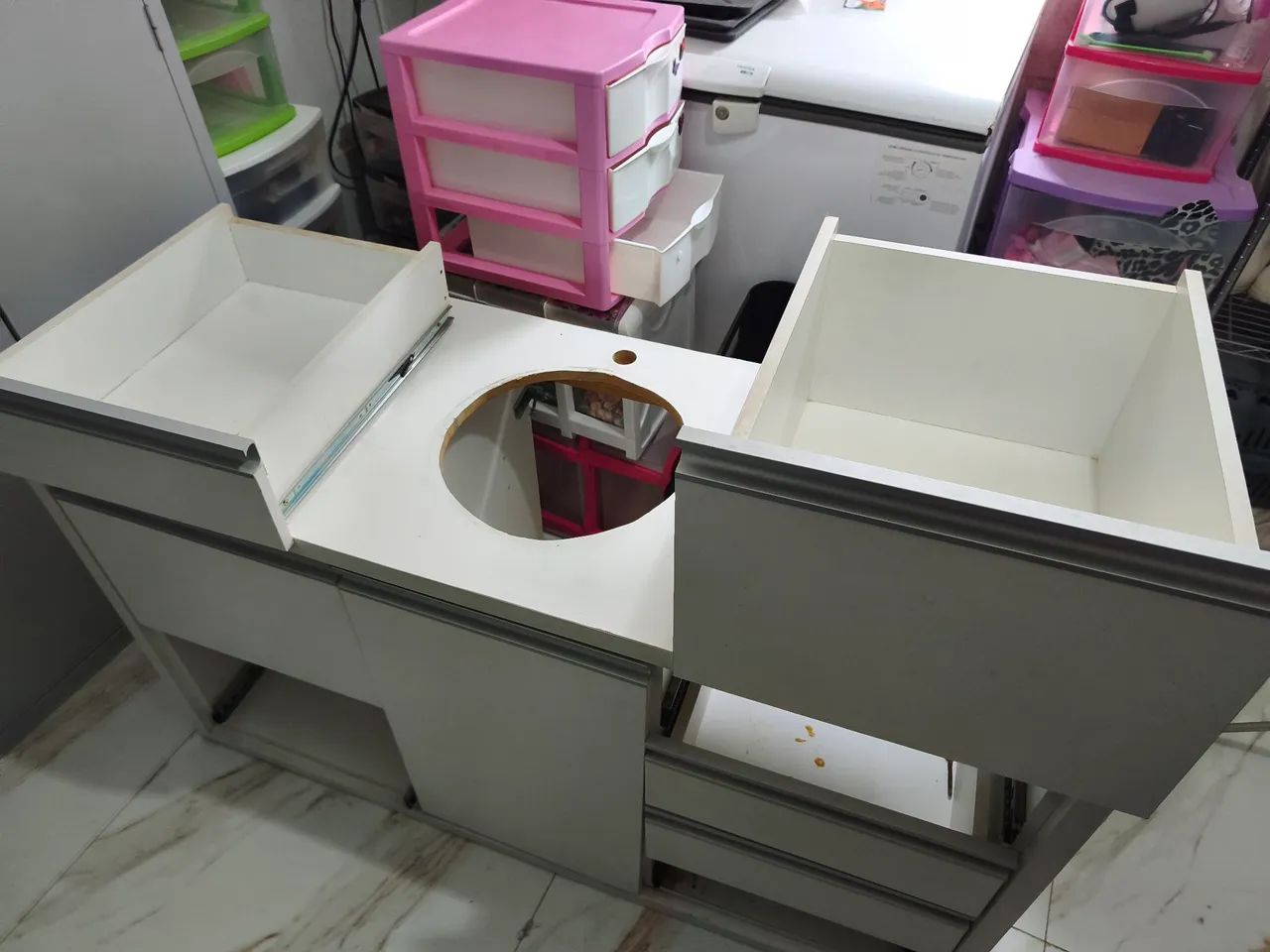 Bancada pia mesa de MDF branca - Foto 3