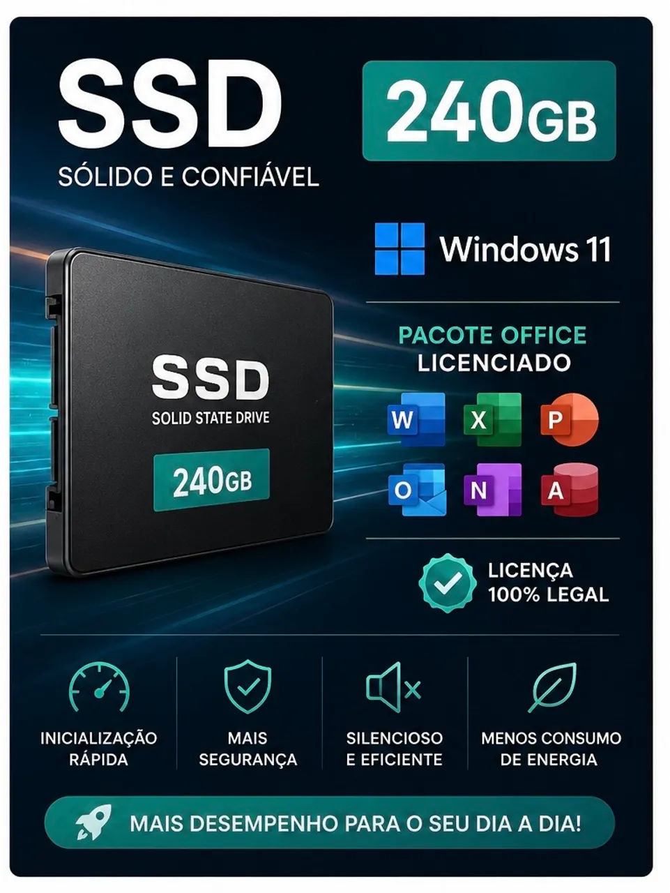 SSD 120GB WINDOWS 11 LICENCIADO - Armazenamento - Tupi, Praia