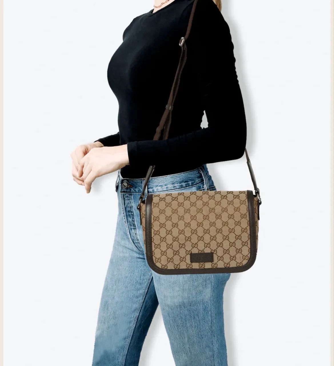 Bolsa Gucci GG CANVAS FLAP MESSENGER BAG - Foto 4
