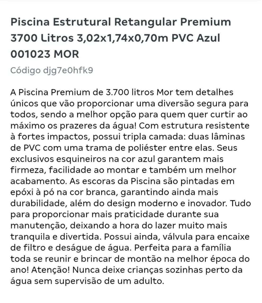 Piscina Estrutural MOR Retangular Premium 3700 litros <br><br> - Foto 4