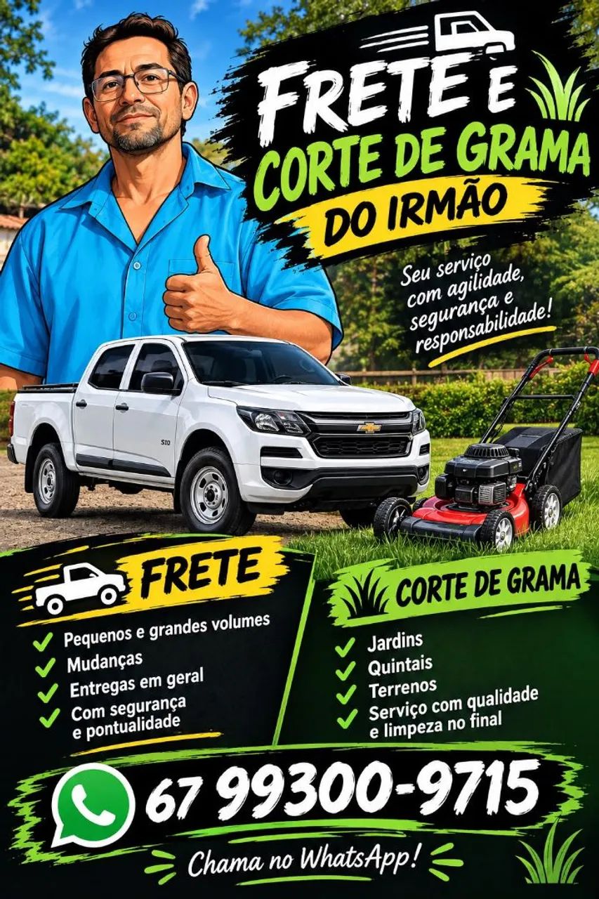 Serviço de jardinagem e frete.
