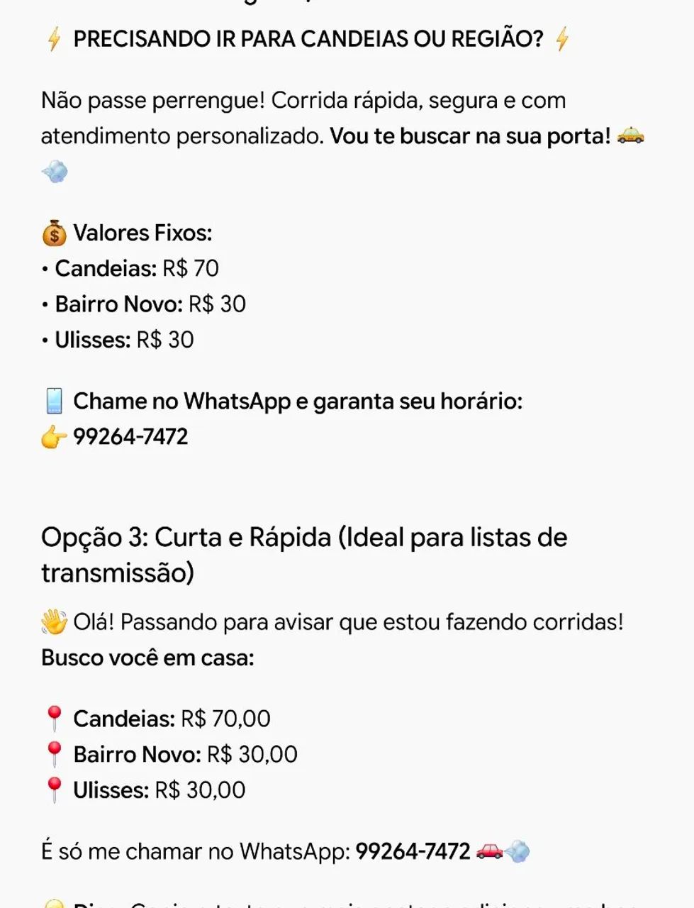 Corridas na região 