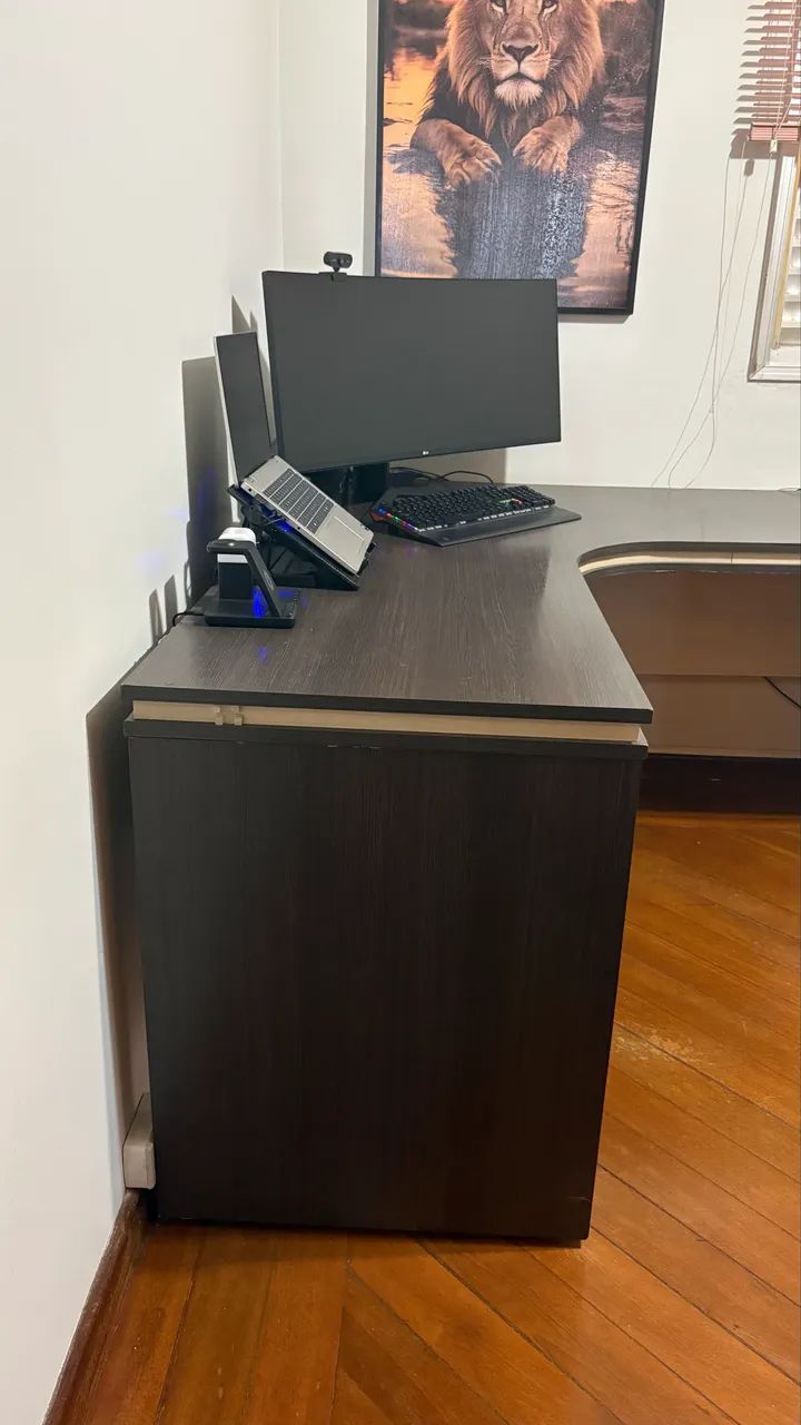 Mesa Escritório de Madeira em L - Foto 4