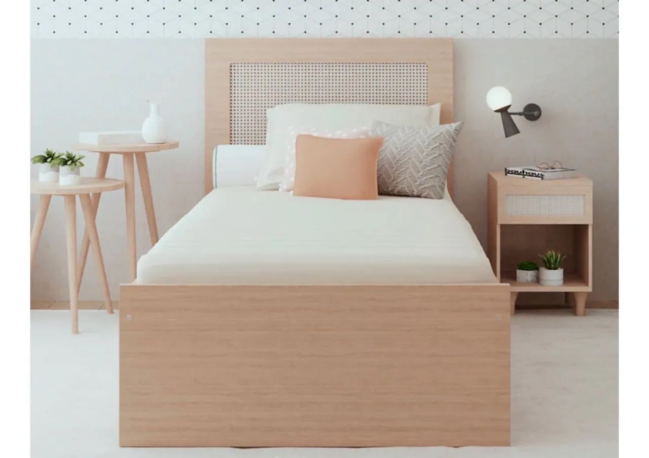 Cama Solteiro Haus Nature com Palha - Carvalho 
