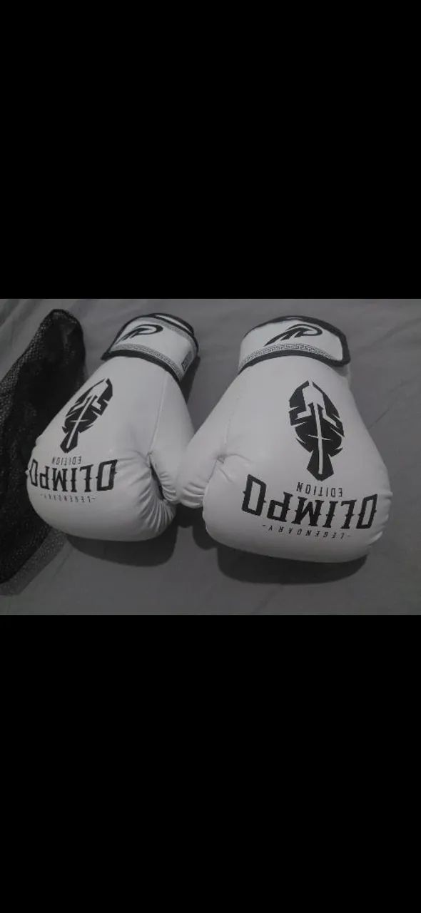 Luva de boxe Olimpo Branco-Preto 160z - Foto 4