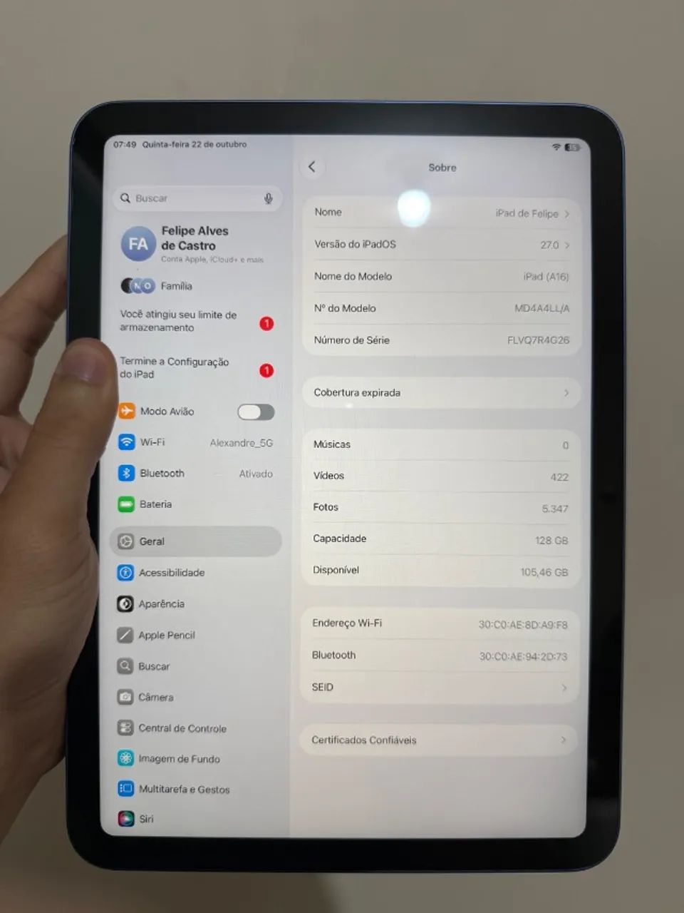 IPAD 11 (A16) 128GB - ACEITO OLX PAY - Foto 5