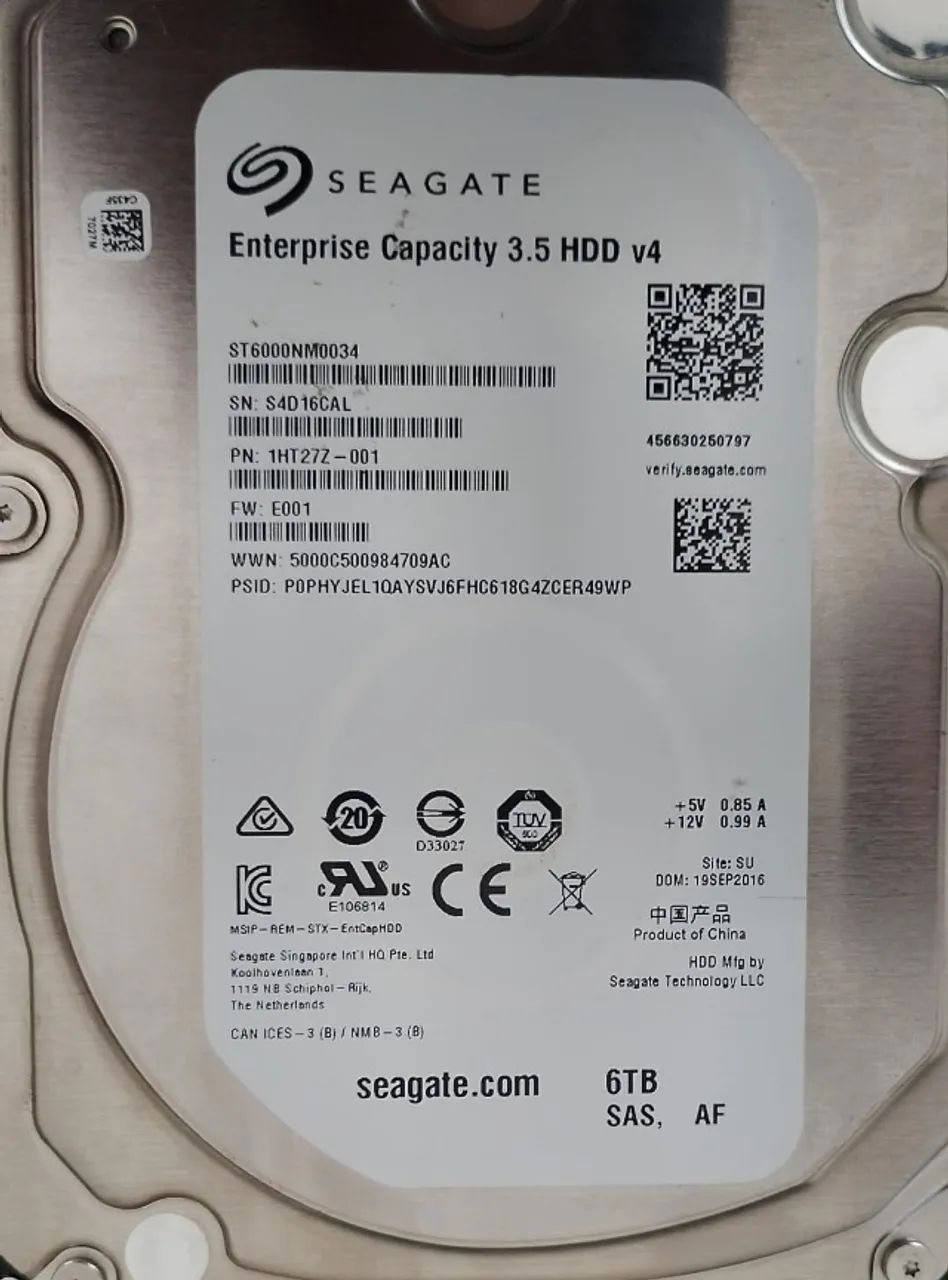 Disco Rigido HD Seagate SAS 6TB 1HT272-001 3,5 polegadas 