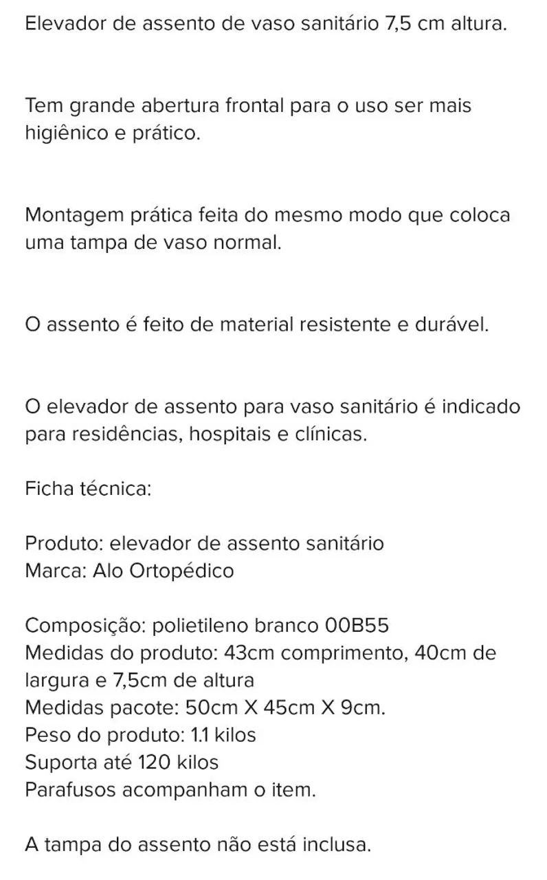 Assento Alto vaso sanitário  - Foto 2