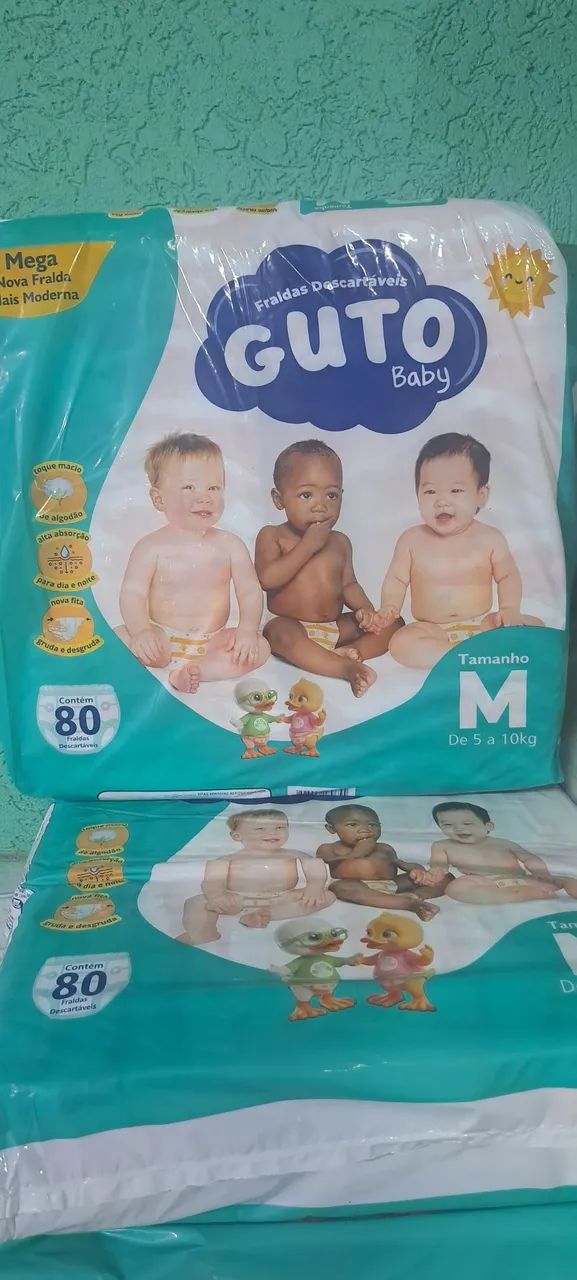 Fraldas descartáveis Guto Baby. 